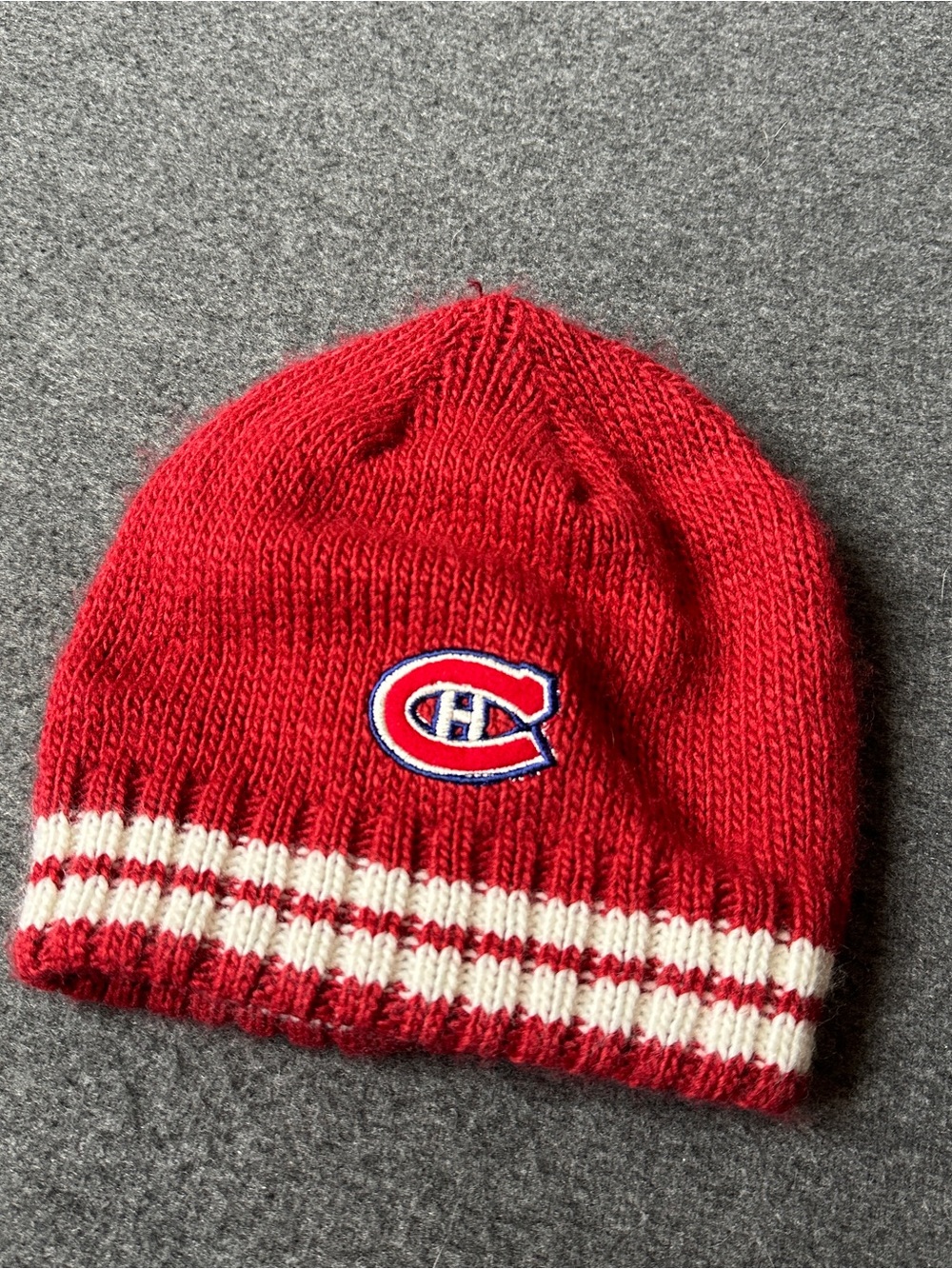 NHL Red Knit Beanie with White Stripe and Team Crest